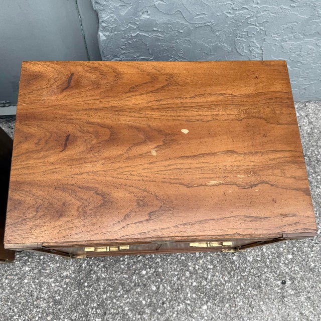 Wood Vintage Campaign Huntley Nightstands by Thomasville For Sale - Image 7 of 11