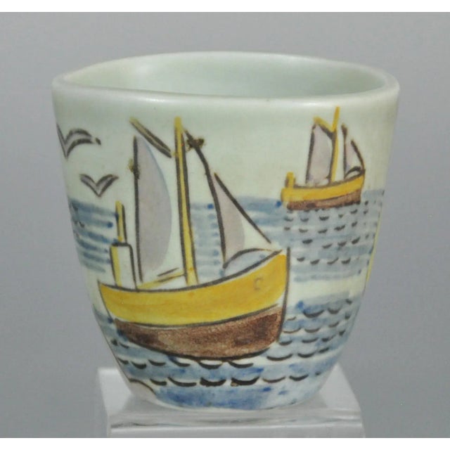 Blue 1960 Hand Painted Carl Harry Stalhane Rorstrand Pitcher Bowl Cup - 3 Piece Group For Sale - Image 8 of 12