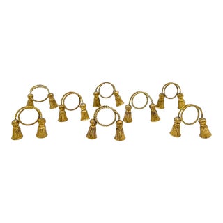 Set of 8 Solid Brass Tassel Napkin Rings – Hollywood Regency / Traditional For Sale