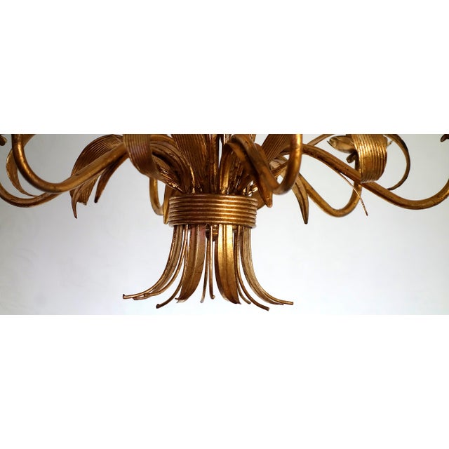 Gilded Metal 6-Light Chandelier by Hans Kögl, 1970s For Sale - Image 9 of 14