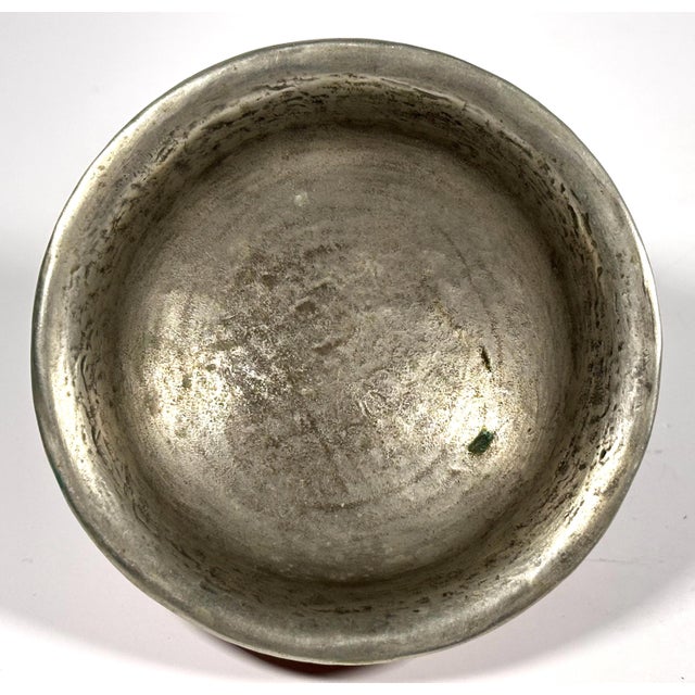 19th Century Antique Tibetan Burlwood Tea Bowl with Silver Lining For Sale - Image 5 of 10