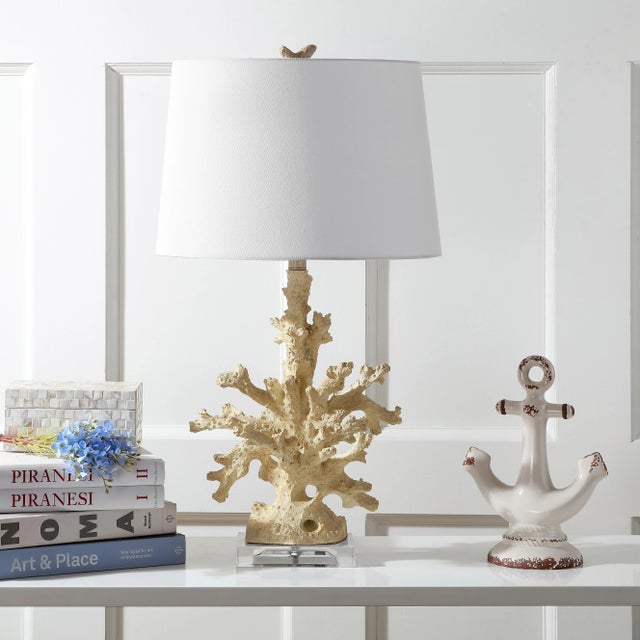 2020s Coral Replica 28.5 Inch H Table Lamp in Cream - a Pair For Sale - Image 5 of 9