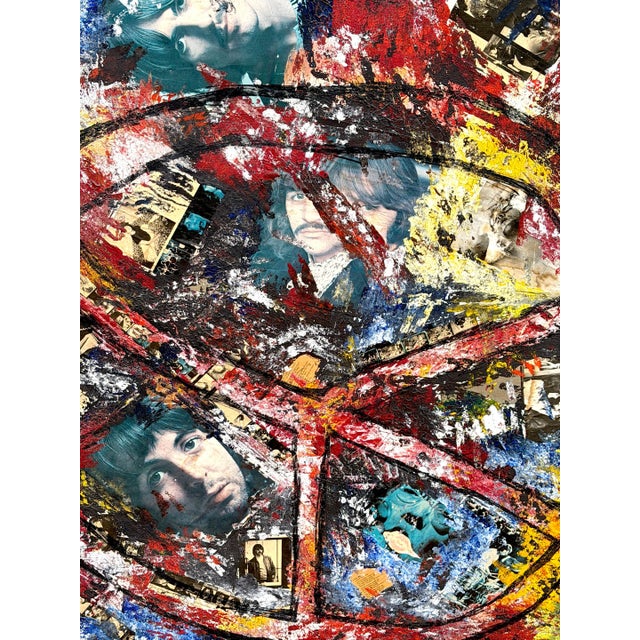 1970s Imagine Peace' Monumental Mixed Media Beatles Painting, Circa 1970 For Sale - Image 5 of 13