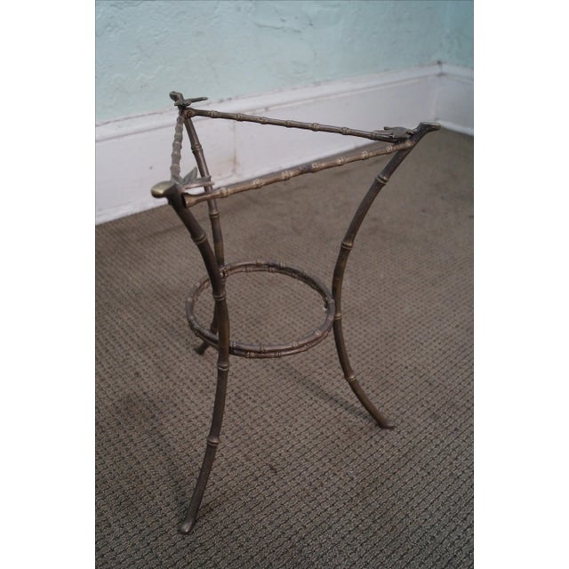 Brass & Glass Faux Bamboo Round Small Side Table For Sale - Image 9 of 10
