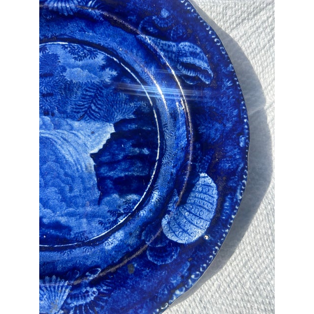 Enoch Wood & Sons Antique Enoch Wood & Sons Trenton Falls Blue Transfer-Ware Plate, C. 1835 For Sale - Image 4 of 7