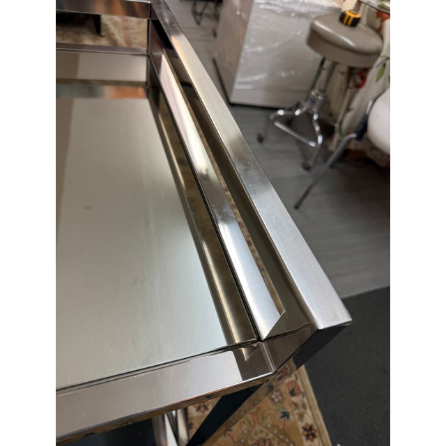 Worlds Away Gerard Bar Cart, Stainless Steel For Sale - Image 12 of 12
