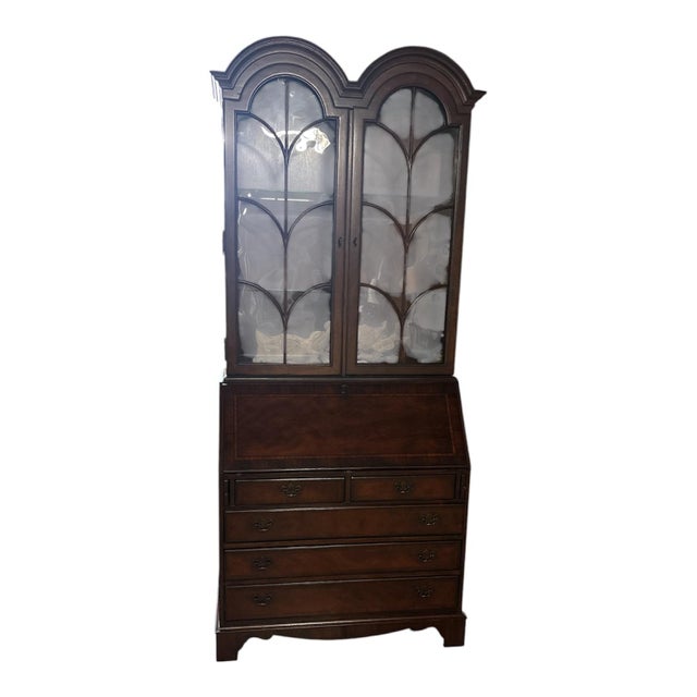 Drexel Antique Secretary Desk With Hutch For Sale - Image 4 of 7