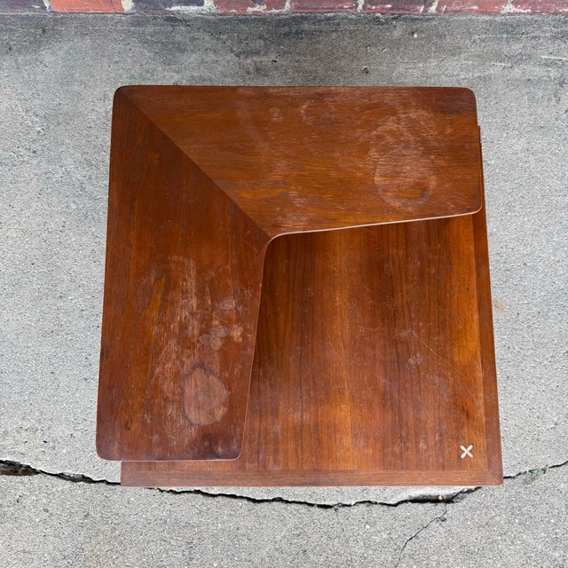 Burnt Umber American of Martinsville Two-Tiered Wood Corner Table For Sale - Image 8 of 12