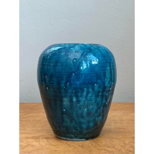 Vintage Glazed Ceramic Vase For Sale - Image 4 of 12