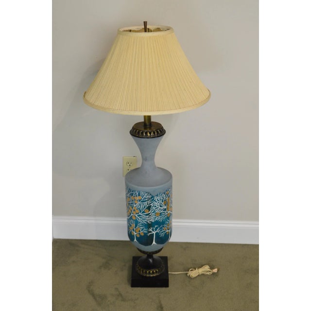 1960s Mid Century Modern Frosted Art Glass Tree of Life Table Lamp For Sale - Image 5 of 13