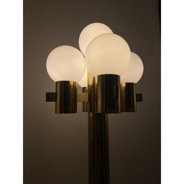 Metal Mid-Century Floor Lamp with 5 Satin Glass Globes attributed to Hans Agne Jakobsen, 1970s For Sale - Image 7 of 9