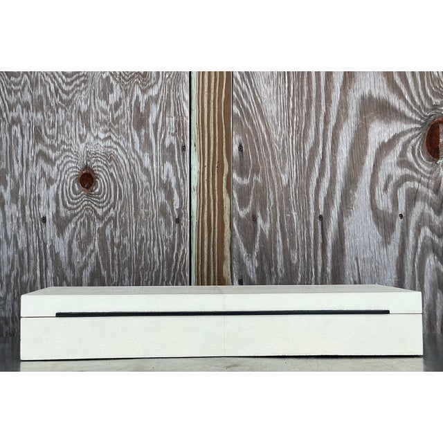 Vintage Coastal Faux Shagreen Long Box For Sale - Image 9 of 12