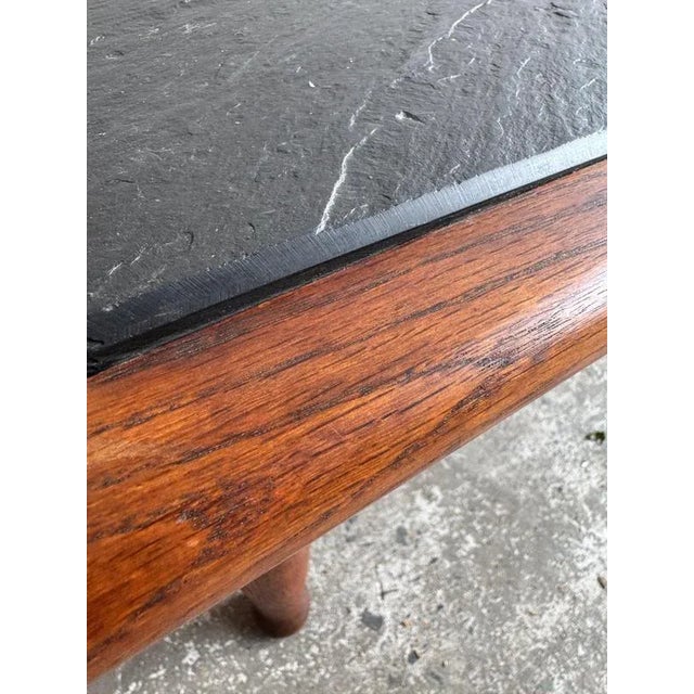 Vintage Oak Coffee Table with Slate Top For Sale - Image 4 of 10