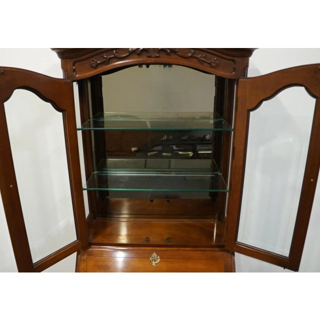 Late 20th Century Century Furniture Solid Cherry French Provincial 35" Secretary Desk W. Lighted Display Hutch For Sale - Image 5 of 13