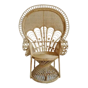 Raw Wicker Peacock Cane Back Fan Chair