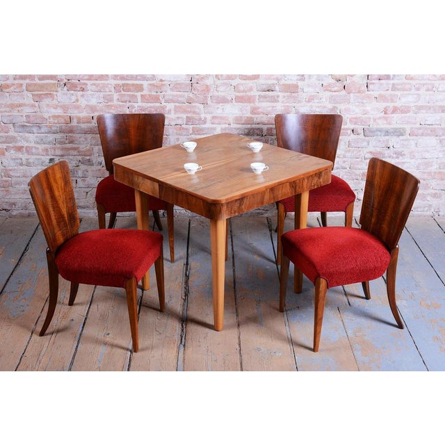 Czech Art Deco Chairs in Walnut by Jindrich Halabala for Up Zavody, 1940s, Set of 4 For Sale - Image 14 of 16