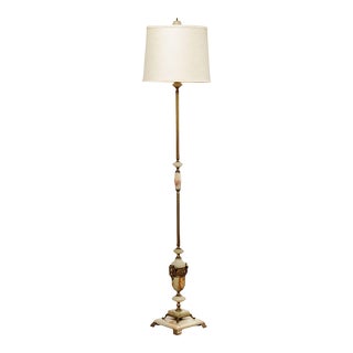 1930s Art Deco Onyx & Brass Floor Lamp For Sale