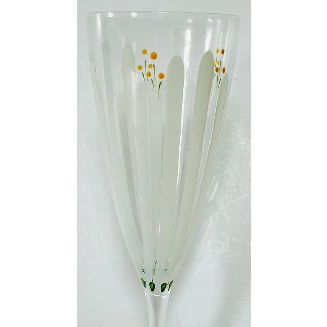 1990s Easter Spring Flowers Wine/Champagne Glasses, Set of 6 For Sale - Image 5 of 8