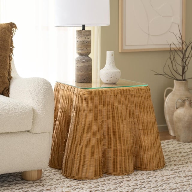 Introducing the Hylda Square Rattan Accent Table in a natural finish. This stunning piece brings a touch of style and...