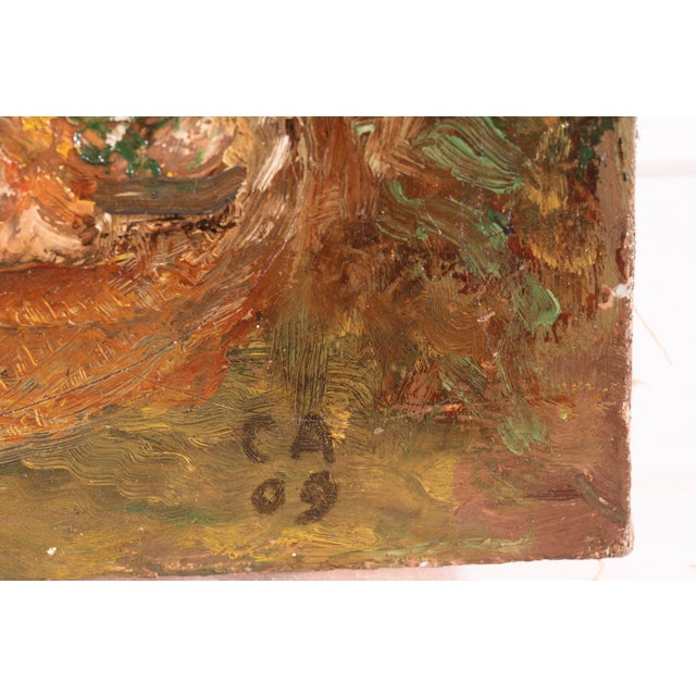 Unknown, Young Woman Among Sunflowers, 1909, Oil on Canvas For Sale - Image 6 of 14