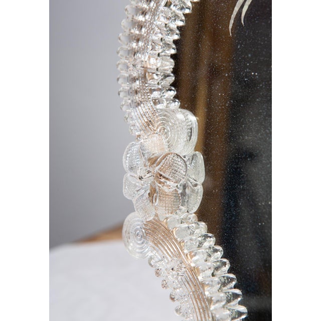 Pink Murano Glass Mirror with Flowers, 1950s For Sale - Image 8 of 12