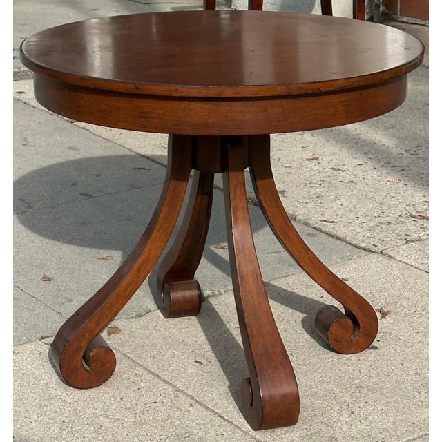 Modern Nancy Corzine Mahogany Scroll End Table.