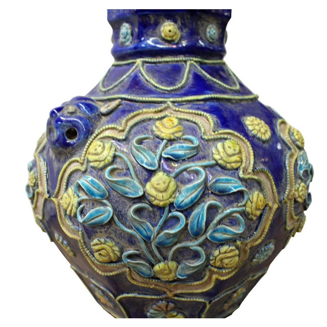 Handmade Ceramic Navy Blue Dimensional Flower Vase Chairish