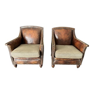 Antique French Club Chairs- a Pair For Sale