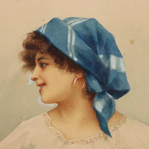 Vincenzo Migliaro, Portrait, Watercolor For Sale - Image 4 of 10