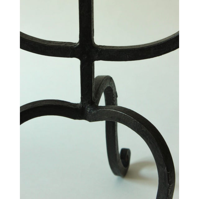 Black Mid-Century Brutalist Wrought Iron Candlesticks in the style of Marolles Artisans, France, 1950s, Set of 2 For Sale - Image 8 of 12