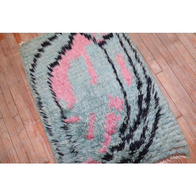 Mint Green Swedish Rya rug no. j3724 For Sale In New York - Image 6 of 6