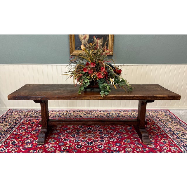 Mid 19th Century Antique French Country Farm Dining Table Farmhouse Trestle Base Oak Early 19th C For Sale - Image 5 of 18