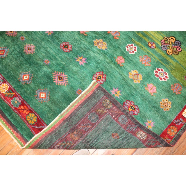 Green Mid 20th Century Green Turkish Tulu Rug - 4'7" x 12'9" For Sale - Image 8 of 18