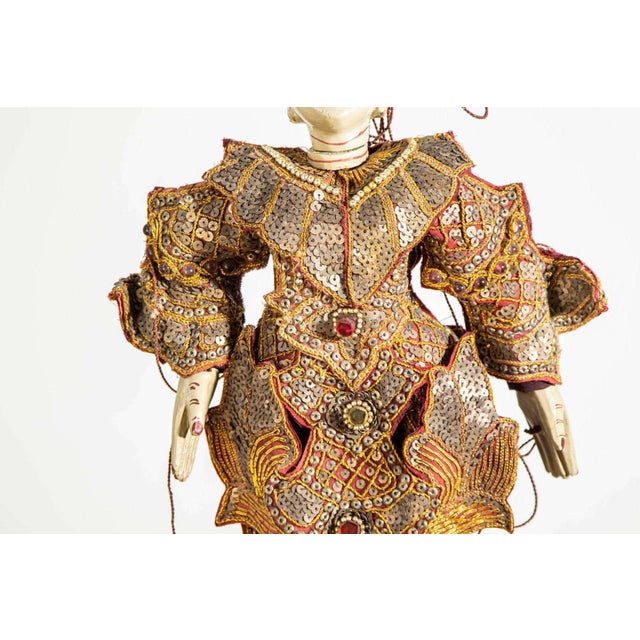 1950s Asian Handcrafted Wood Burmese String Opera Marionette Wall Decor For Sale - Image 10 of 17
