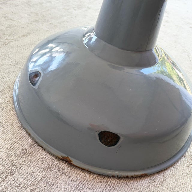 Gray Industrial Grey Enamel Pendant Light, 1950s For Sale - Image 8 of 17