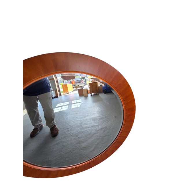 Ethan Allen Avenue Collection Round Cherry Wood Beveled Wall Mirror Console For Sale In Philadelphia - Image 6 of 11