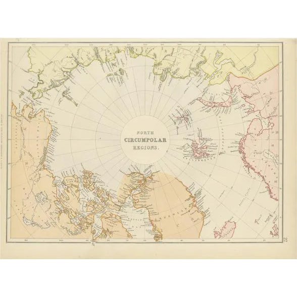 Map of the North Circumpolar Regions, 1882 For Sale