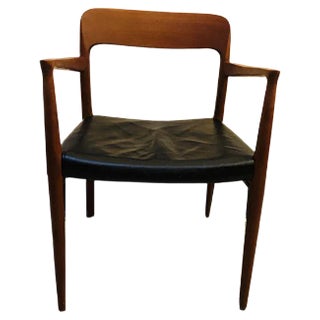 Teak & Leather Dining Chair by N.O. Møller for J.L. Møllers, 1950s For Sale