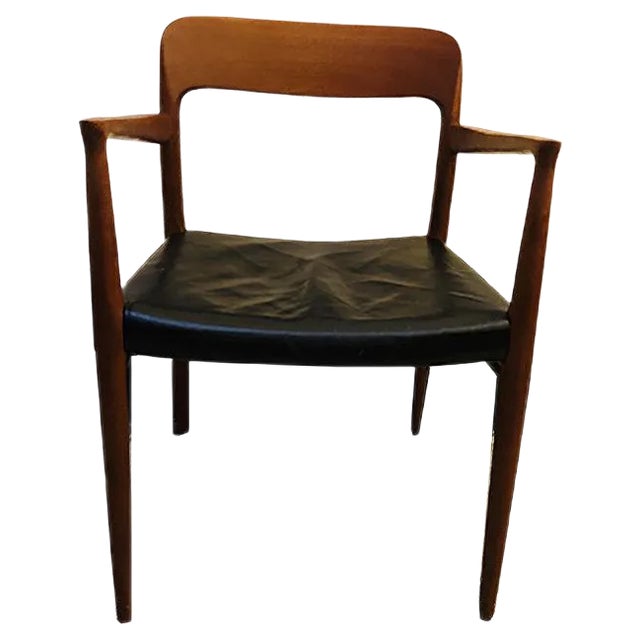 Teak & Leather Dining Chair by N.O. Møller for J.L. Møllers, 1950s For Sale
