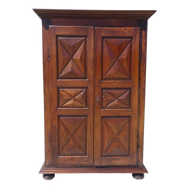 Louis XIII Style Walnut Wardrobe with Diamond Points For Sale