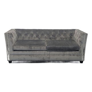 Mitchell Gold + Bob Williams Gray Velvet Sleeper Sofa With Tufted Back For Sale