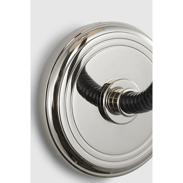 Basden Medium Sconce in Polished Nickel and Black Rattan with Linen Shade Designer: Chapman & Myers Finish: Polished...