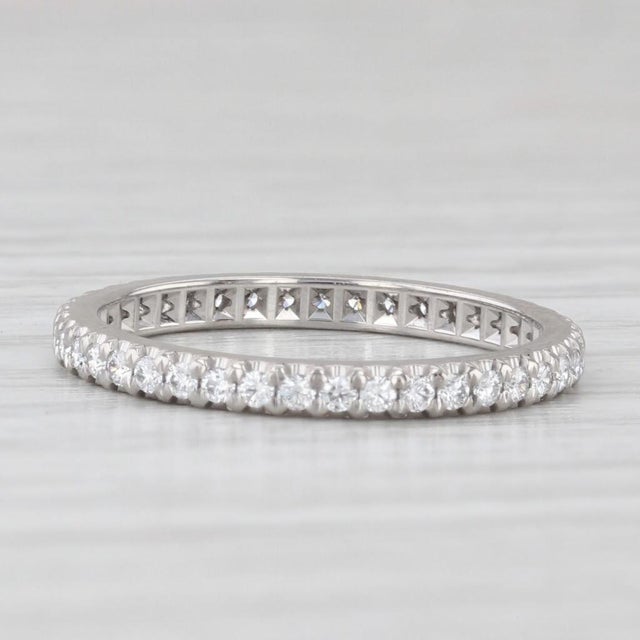 2010s Tiffany Soleste 0.33ctw Diamond Eternity Band 950 Platinum Wedding Ring Box, Size 5.5 For Sale - Image 5 of 8