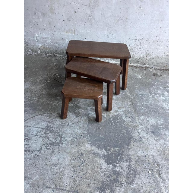 Nesting Tables in Oak, Set of 3 For Sale - Image 6 of 7