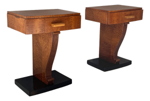 Italian Art Deco Bedside Tables in Wood, 1930s, Set of 2