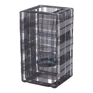 Galvanized Iron Hurricane Lamp, Dark Grey, Large - Cubic by Oggetti For Sale