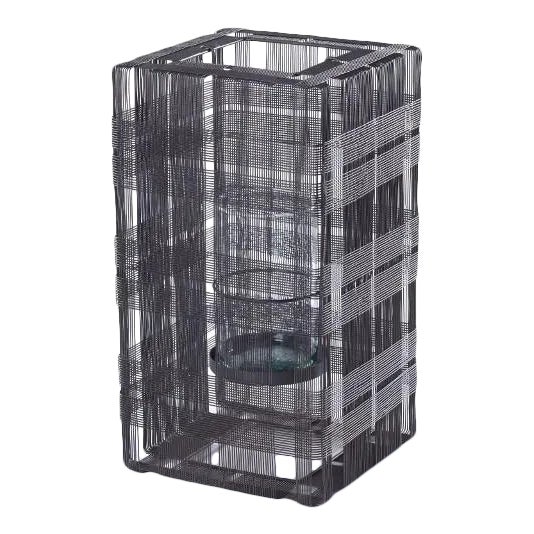 Galvanized Iron Hurricane Lamp, Dark Grey, Large - Cubic by Oggetti For Sale
