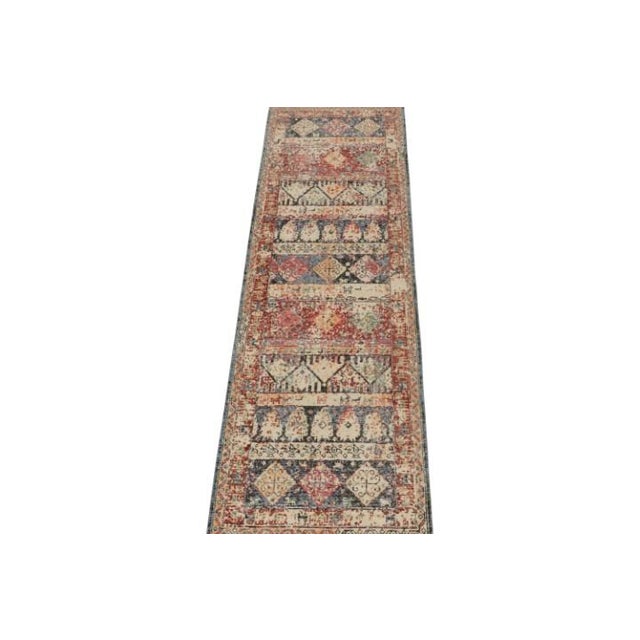 Tribal Rug & Kilim’s Distressed Tribal Style Runner in Polychromatic Geometric Patterns For Sale - Image 3 of 7