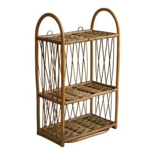 Mid-20th Century Bamboo & Rattan Wicker Wall Shelf For Sale