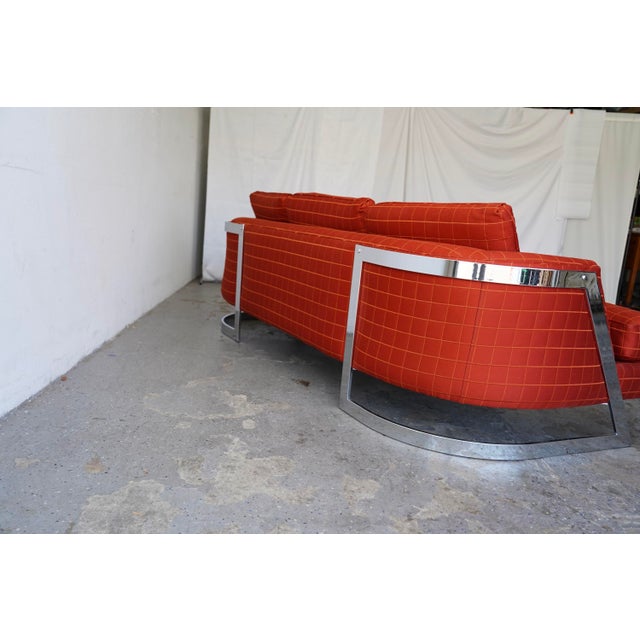1980s Postmodern Chrome Frame Sofa by Bernhardt, Flair Line Milo Baughman Style For Sale - Image 9 of 16